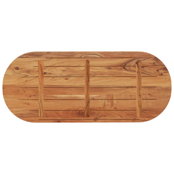 bordplade 140x60x2,5 cm oval massivt akacietræ