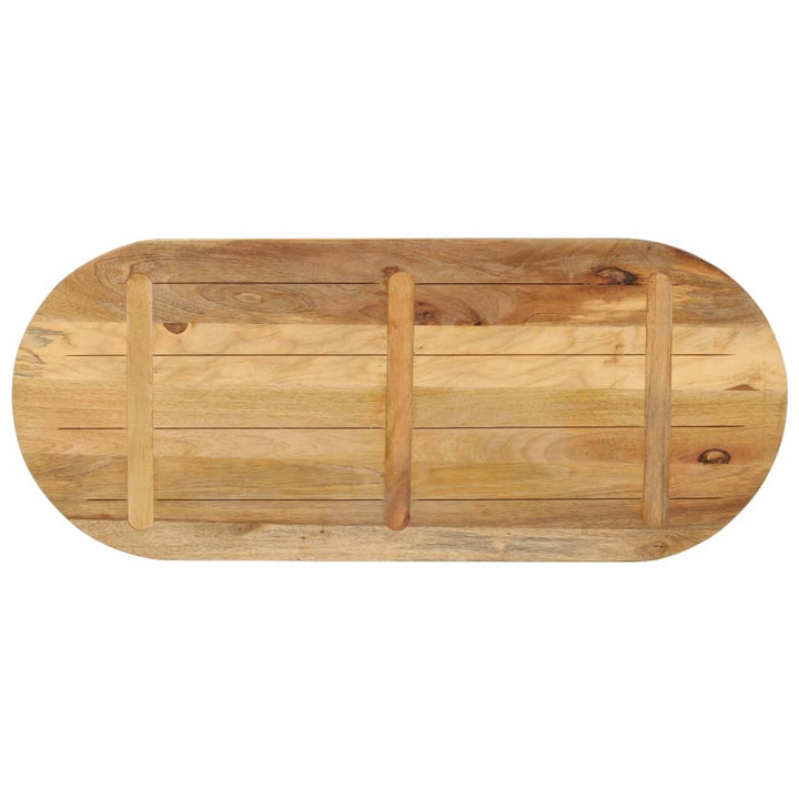 bordplade 140x60x3,8 cm oval massivt ru mangotræ