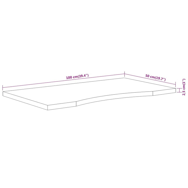 skrivebordsplade 100x50x2,5 cm rektangulær massivt akacietræ