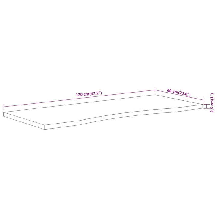 skrivebordsplade 120x60x2,5 cm rektangulær massivt bøgetræ