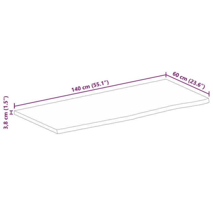 bordplade 140x60x3,8 cm naturlig kant massivt mangotræ