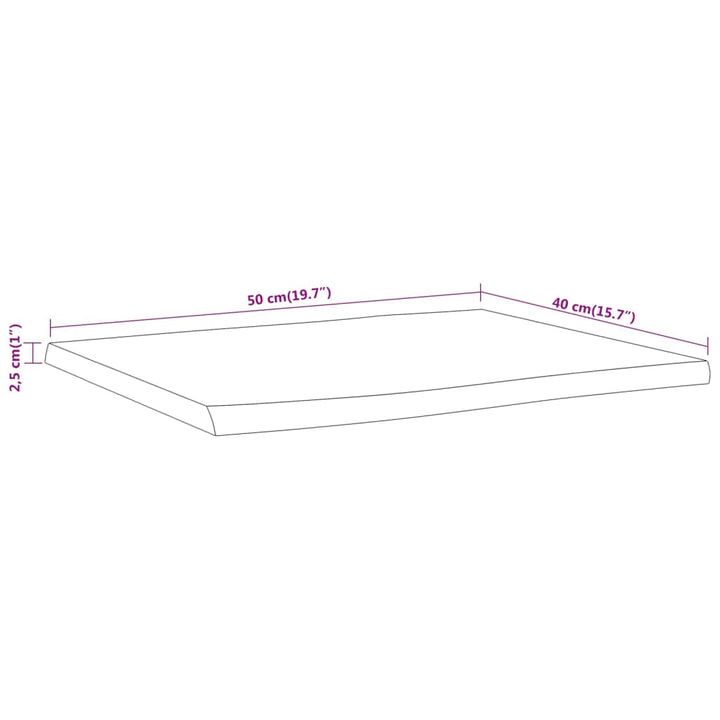 bordplade 50x40x2,5 cm rektangulær massivt akacietræ