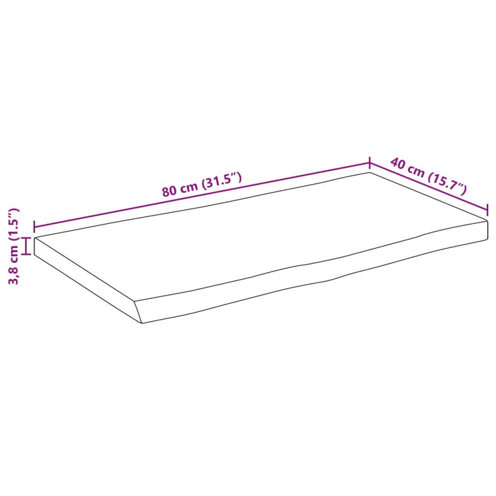 bordplade 80x40x3,8 cm rektangulær massivt akacietræ