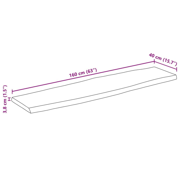 bordplade 160x40x3,8 cm rektangulær massivt akacietræ
