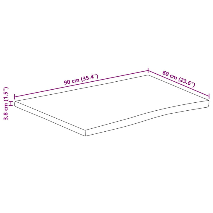 bordplade 90x60x3,8 cm rektangulær massivt akacietræ