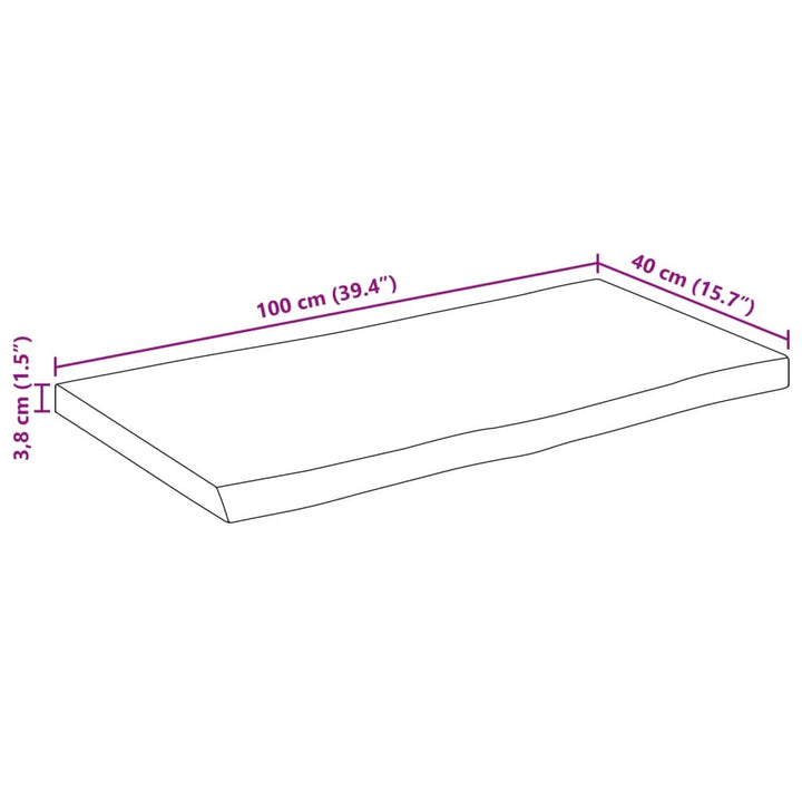 bordplade 100x40x3,8 cm naturlig kant massivt mangotræ
