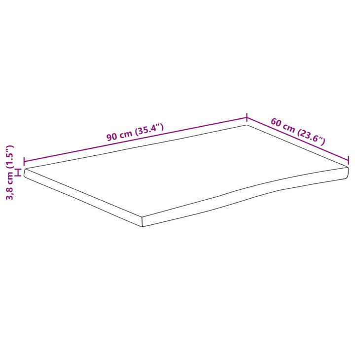 bordplade 90x60x3,8 cm naturlig kant massivt mangotræ