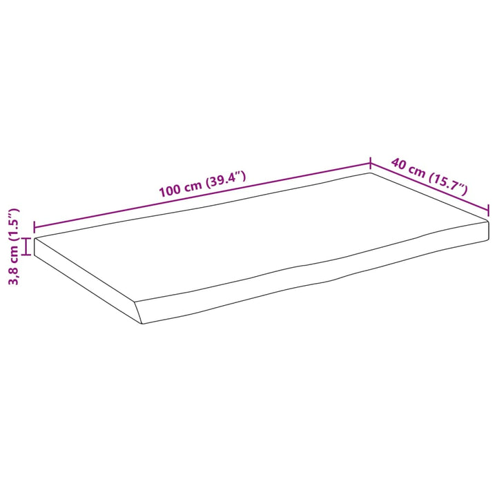 bordplade 100x40x3,8 cm naturlig kant massivt mangotræ