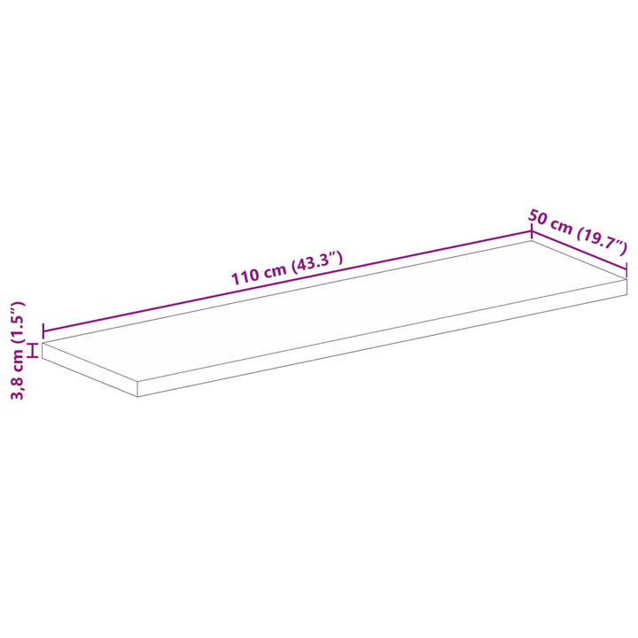 bordplade 110x50x3,8 cm rektangulær massivt akacietræ