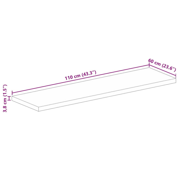bordplade 110x60x3,8 cm rektangulær massivt akacietræ