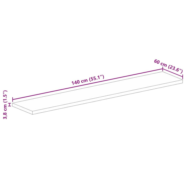bordplade 140x60x3,8 cm rektangulær massivt akacietræ