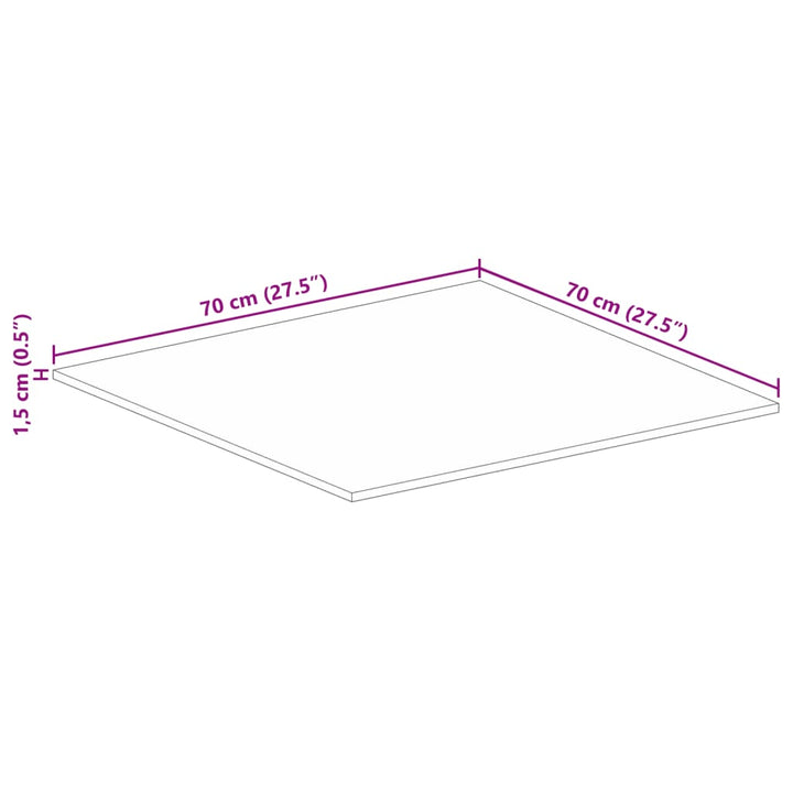 bordplade 70x70x1,5 cm firkantet massivt genbrugstræ