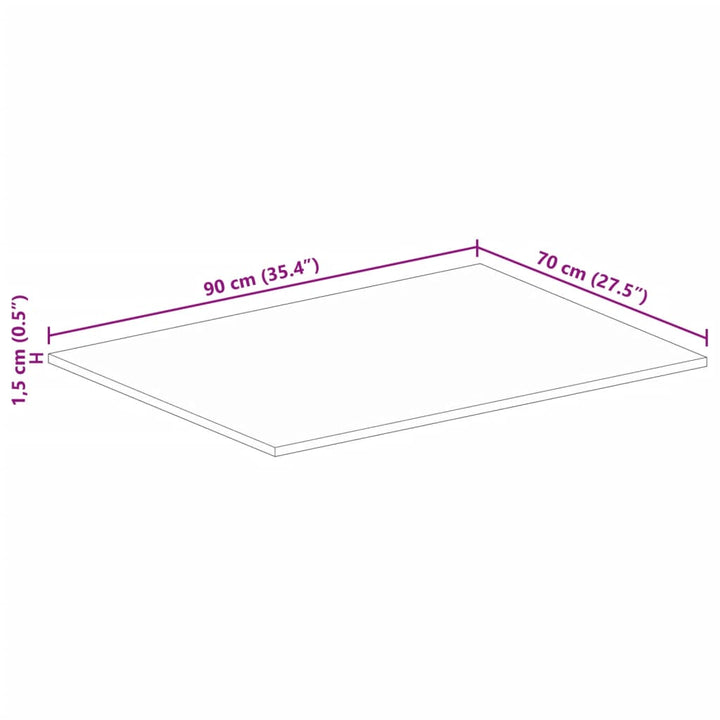 bordplade 90x70x1,5 cm rektangulær massivt genbrugstræ