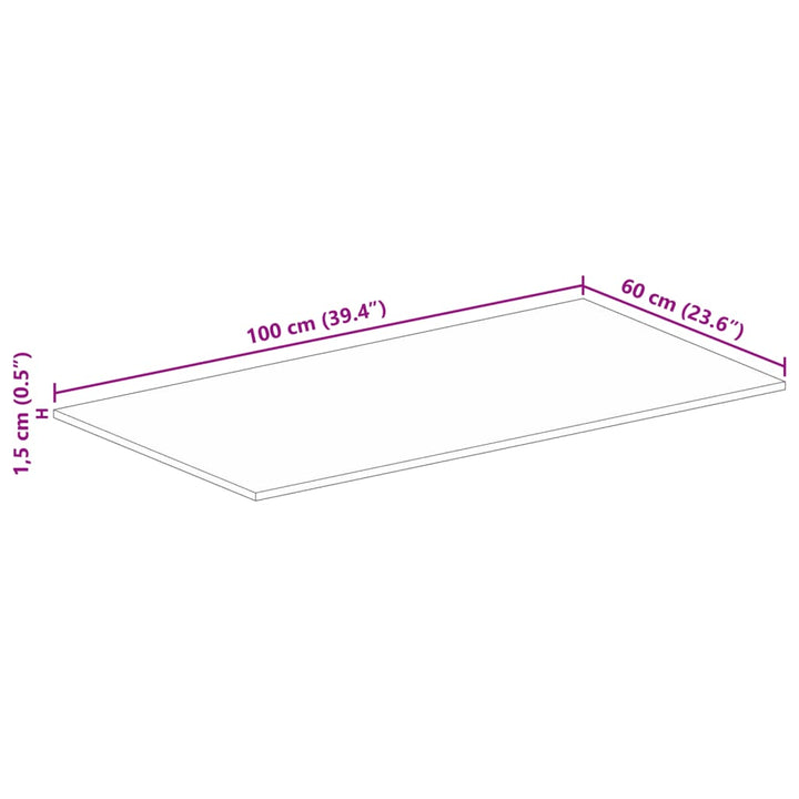 bordplade 100x60x1,5 cm rektangulær massivt ru mangotræ