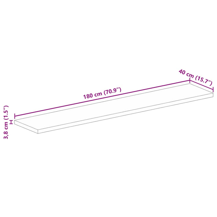 bordplade 180x40x3,8 cm rektangulær massivt ru mangotræ
