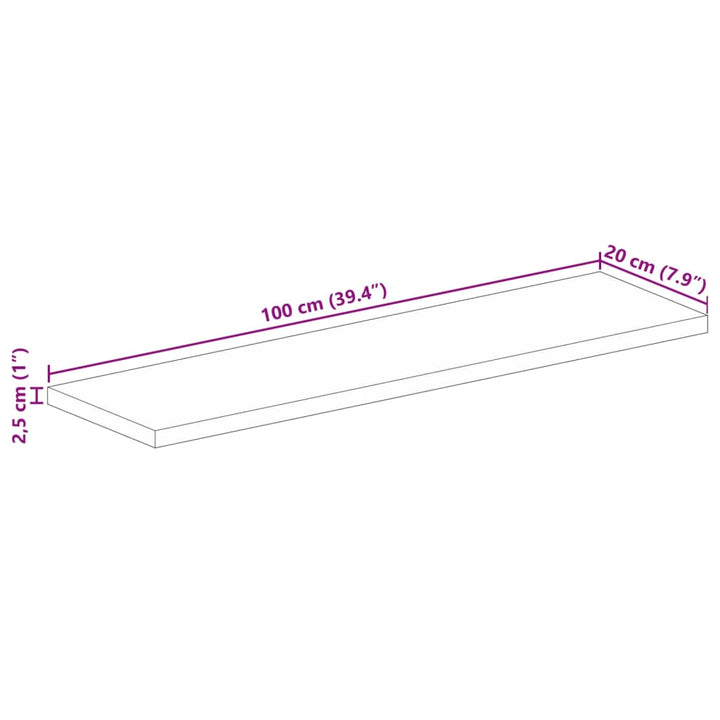 bordplade 100x20x2,5 cm rektangulær massivt mangotræ