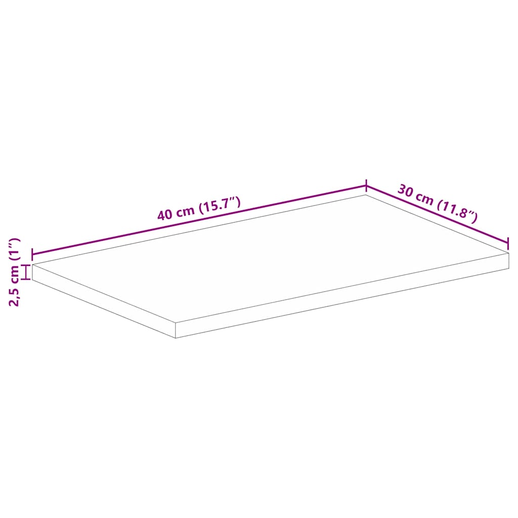 bordplade 40x30x2,5 cm rektangulær massivt mangotræ
