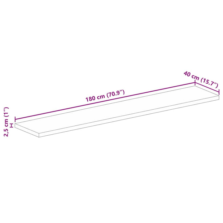 bordplade 180x40x2,5 cm rektangulær massivt mangotræ
