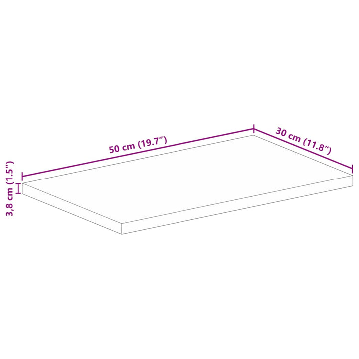 bordplade 50x30x3,8 cm rektangulær massivt mangotræ