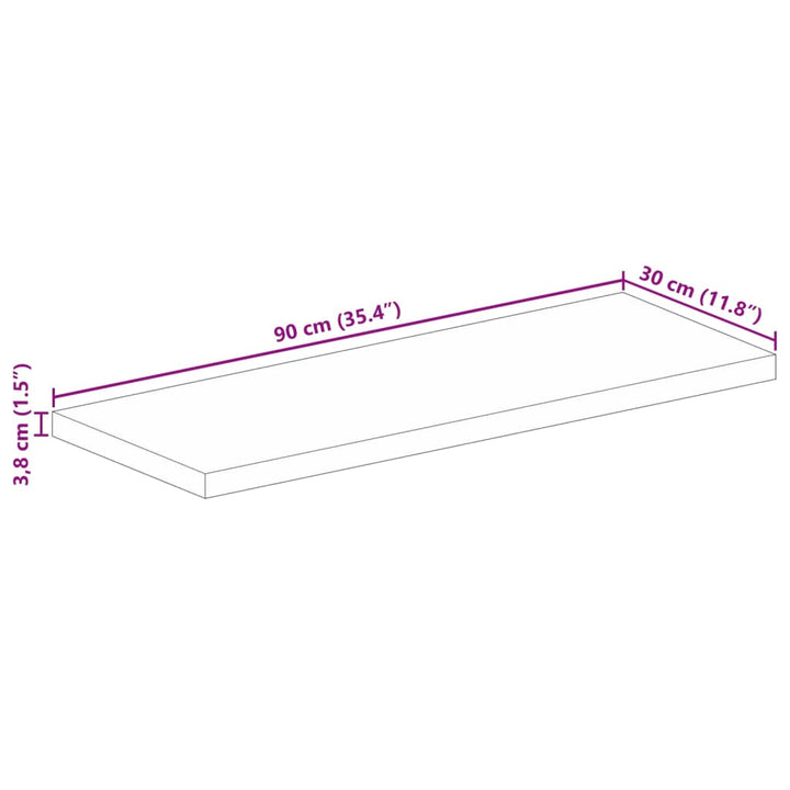 bordplade 80x30x3,8 cm rektangulær massivt mangotræ