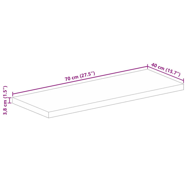 bordplade 70x40x3,8 cm rektangulær massivt mangotræ