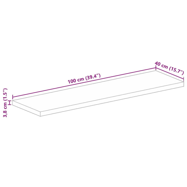 bordplade 100x40x3,8 cm rektangulær massivt mangotræ