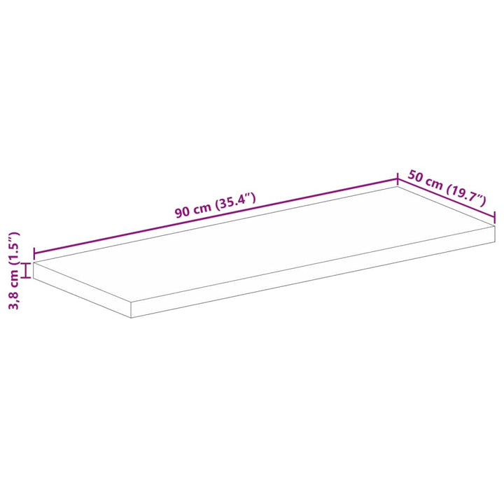 bordplade 90x50x3,8 cm rektangulær massivt mangotræ