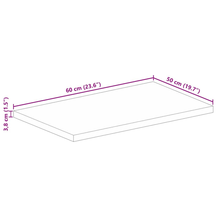 bordplade 60x50x3,8 cm rektangulær massivt mangotræ