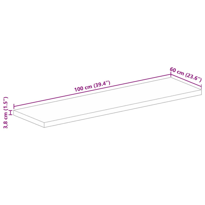 bordplade 100x60x3,8 cm rektangulær massivt mangotræ