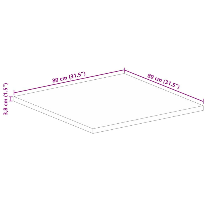 bordplade 80x80x3,8 cm firkantet massivt mangotræ