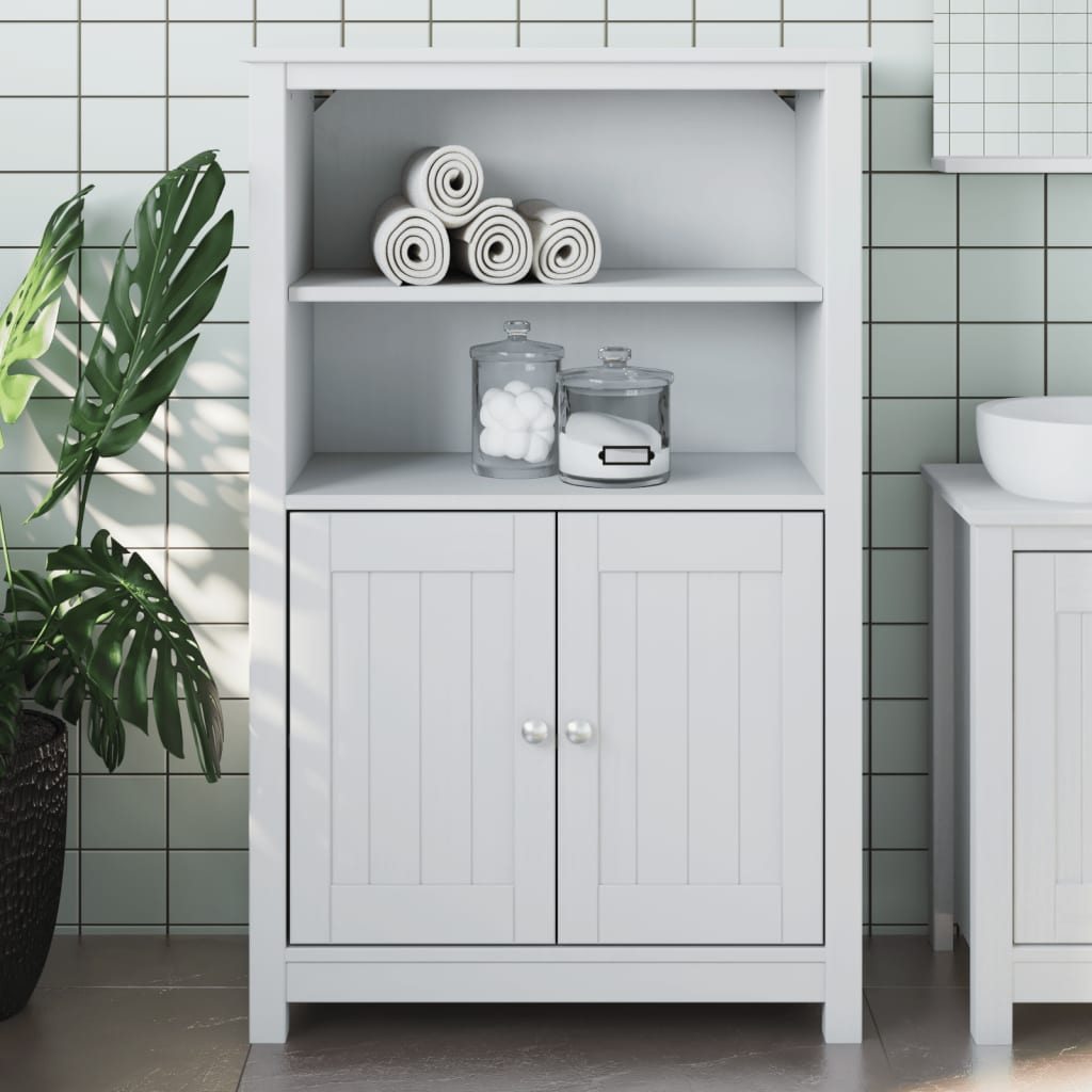 badeværelsesskab BERG 69,5x34x110 cm massivt fyrretræ hvid