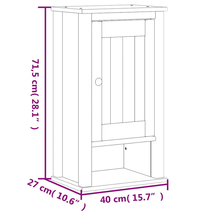 vægskab til badeværelse BERG 40x27x71,5 cm massivt fyr hvid