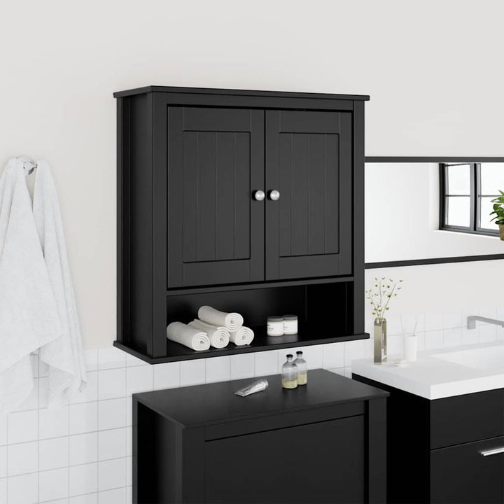 vægskab til badeværelse BERG 69,5x27x71,5 cm massivt træ sort