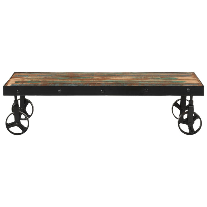 sofabord med hjul 100x55x26 cm massivt genbrugstræ