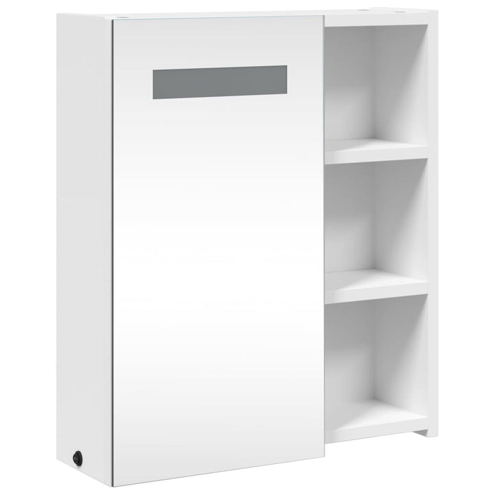 badeværelsesskab med spejl og LED-lys 45x13x52 hvid