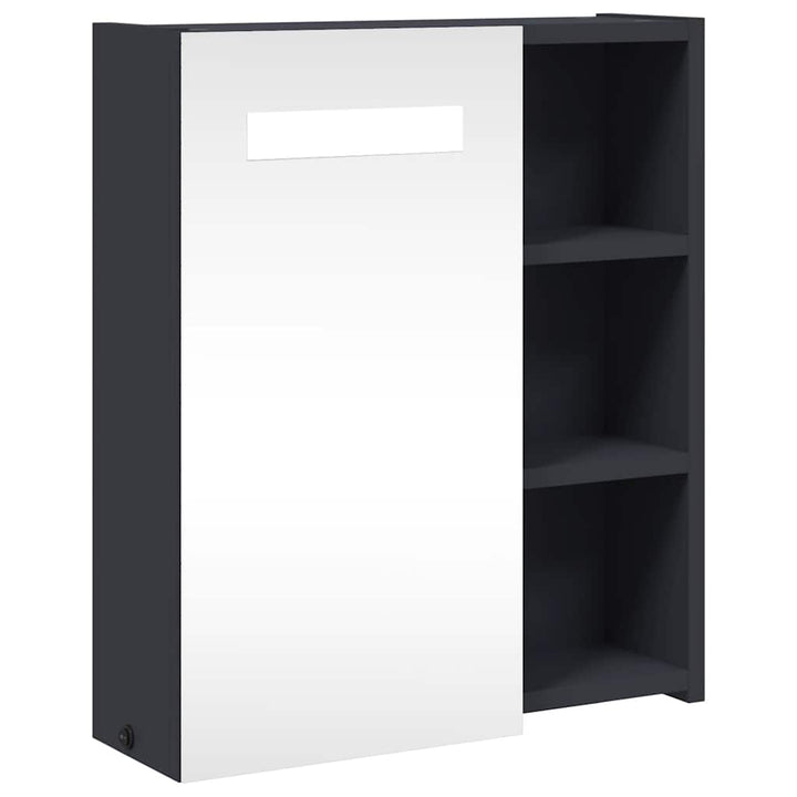 badeværelsesskab med spejl og LED-lys 45x13x52 grå
