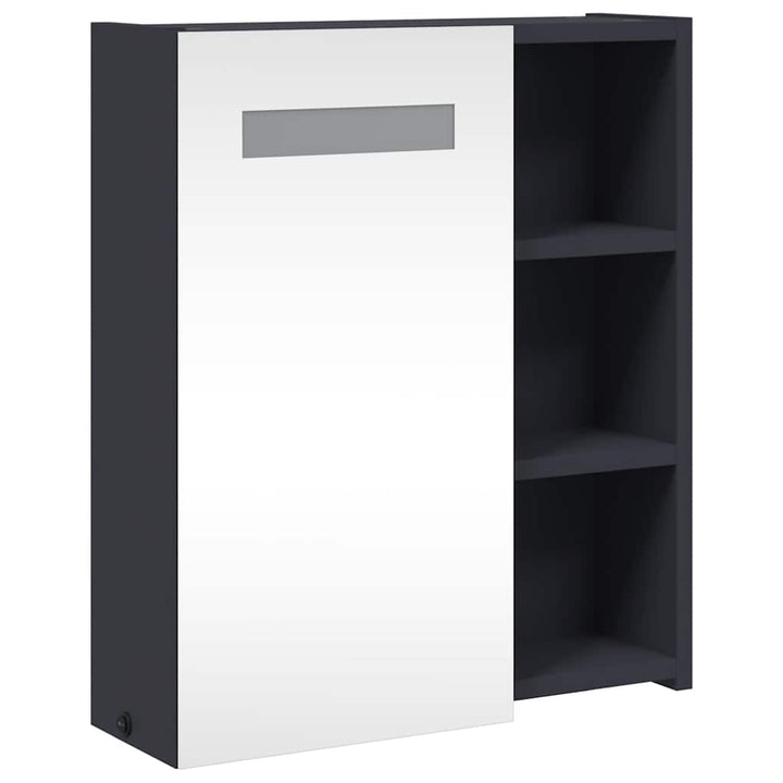 badeværelsesskab med spejl og LED-lys 45x13x52 grå