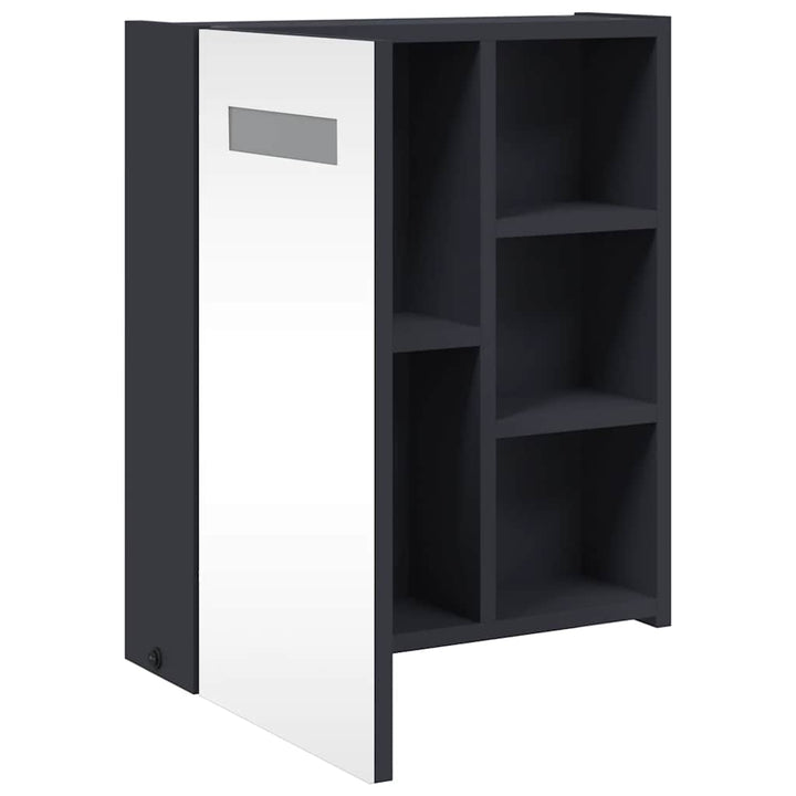 badeværelsesskab med spejl og LED-lys 45x13x52 grå