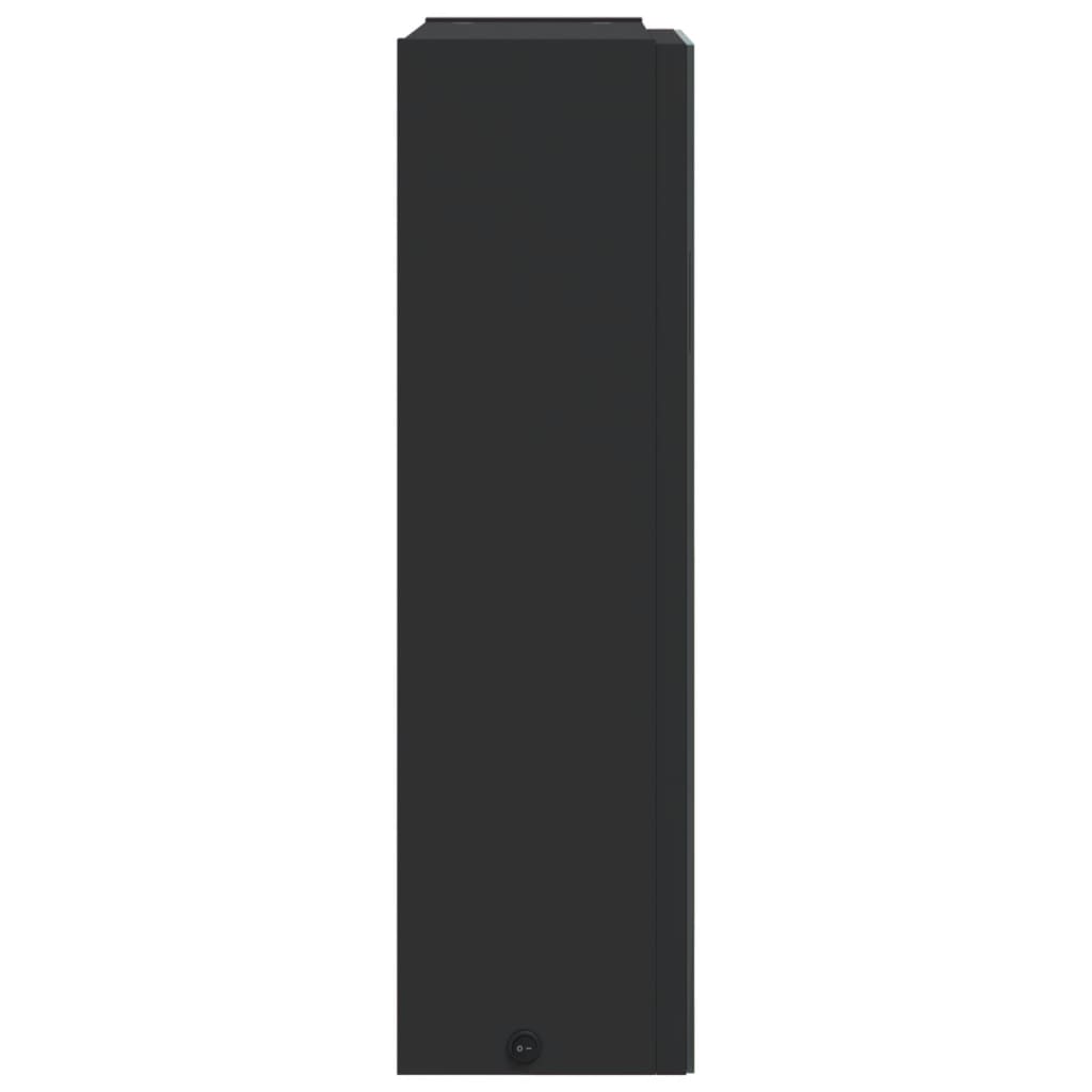 badeværelsesskab med spejl og LED-lys 45x13x52 sort