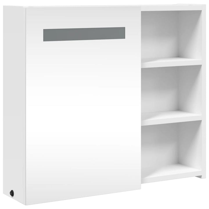 badeværelsesskab med spejl og LED-lys 60x13x52 hvid