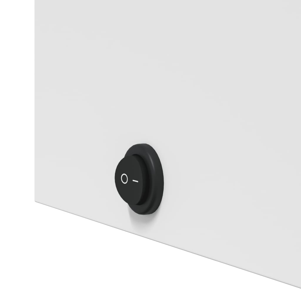 badeværelsesskab med spejl og LED-lys 60x13x52 hvid