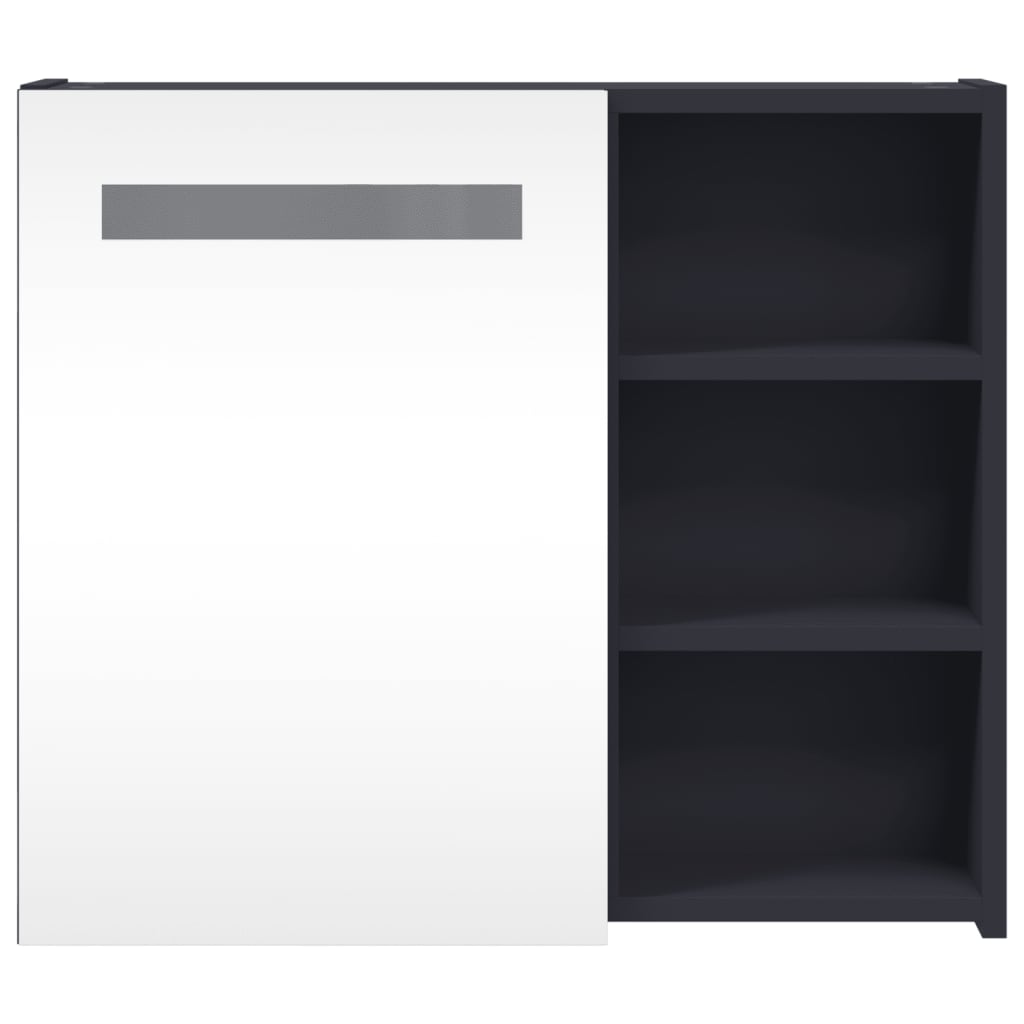 badeværelsesskab med spejl og LED-lys 60x13x52 grå