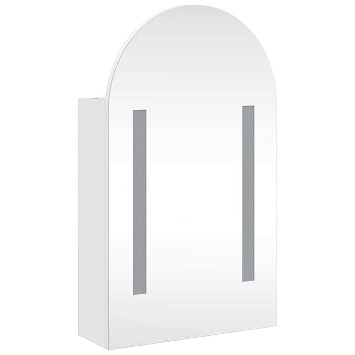 badeværelsesskab med spejl og LED-lys 42x13x70 buet hvid