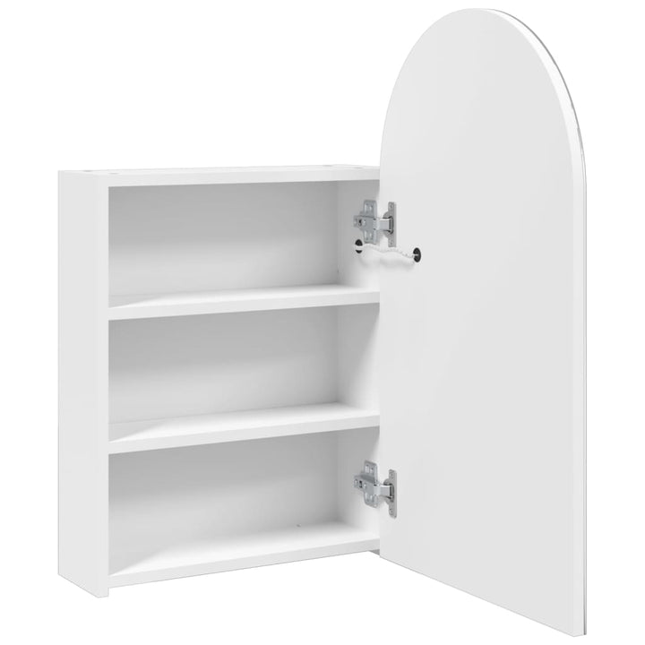 badeværelsesskab med spejl og LED-lys 42x13x70 buet hvid