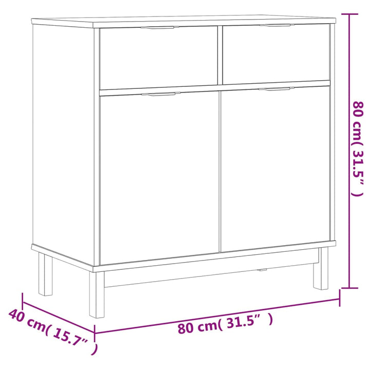 skænk FLAM 80x40x80 cm massivt fyrretræ