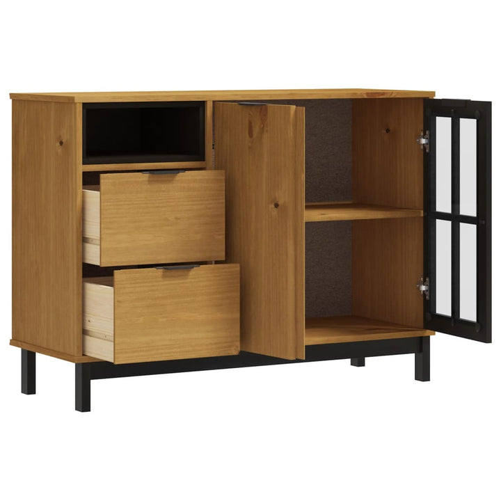 skænk med glaslåge FLAM 110x40x80 cm massivt fyrretræ
