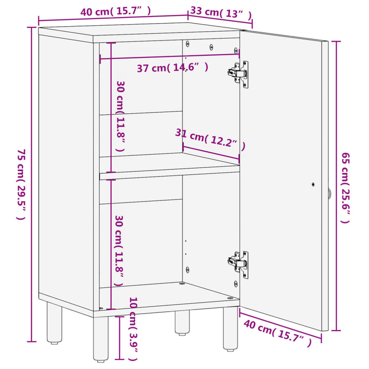 skab 40x33x75 cm massivt mangotræ