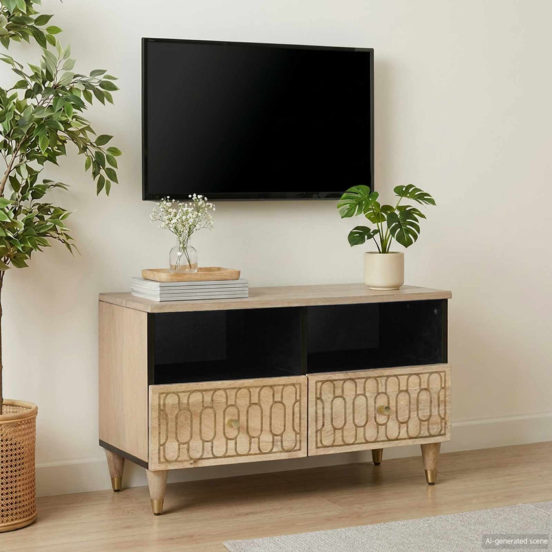 tv-bord 70x33x46 cm massivt mangotræ
