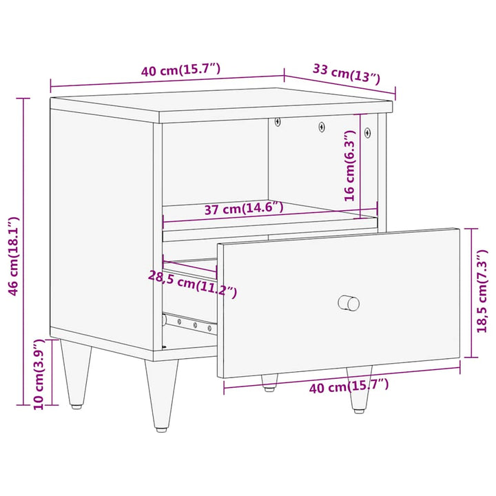 sengeborde 2 stk. 40x33x46 cm massivt mangotræ