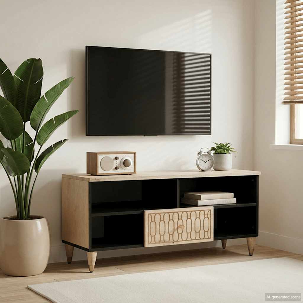 tv-bord 100x33x46 cm massivt mangotræ